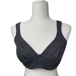 Bali Black Lace Bra 36D underwire floral design nylon spandex EUC